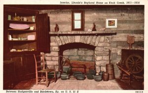 Vintage Postcard 1920's Interior Lincoln's Boyhood Home Bardstown Kentucky KY