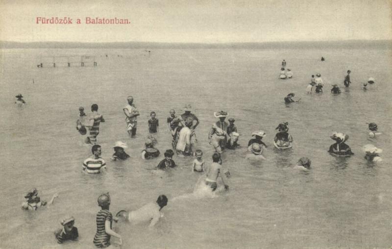 hungary, FÜRDÖZÖK, Balatonban, Swimming Swim Suits (1910s)