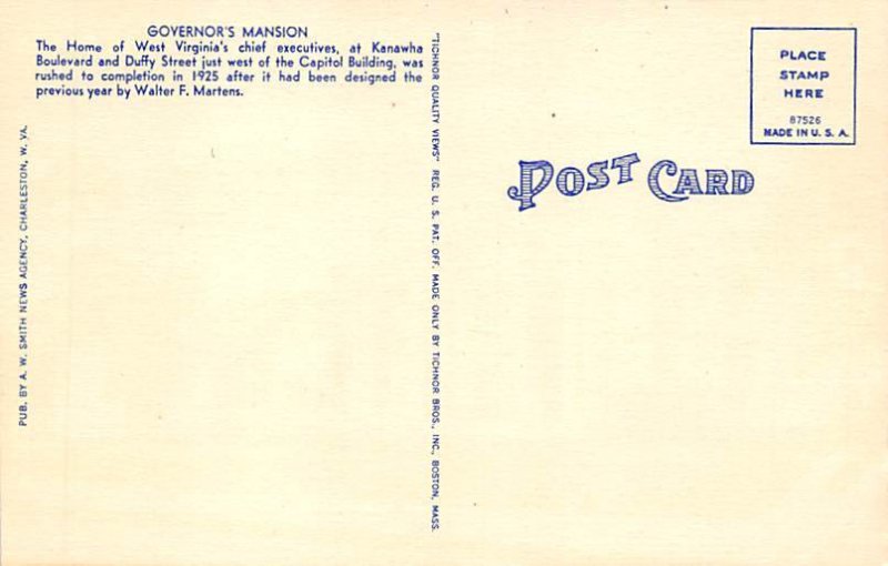 Governor's Mansion and State Capitol, Charleston, WV