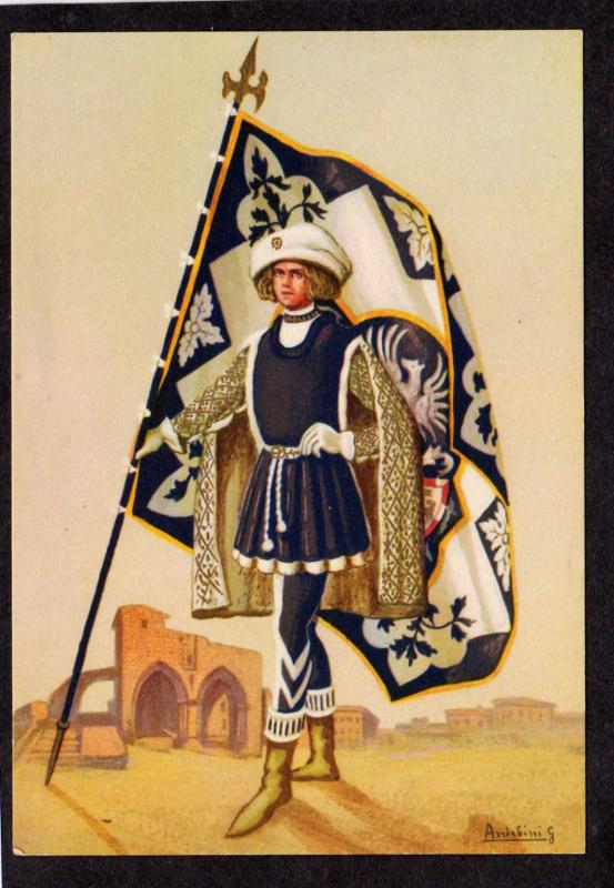 Paggi delle contrade storiche di Siena Lupa Squire Knight Artist Signed Postcard