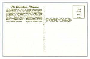 Postcard FL Shoreham Norman Hotels Villas Miami Beach Vintage Standard View Card 