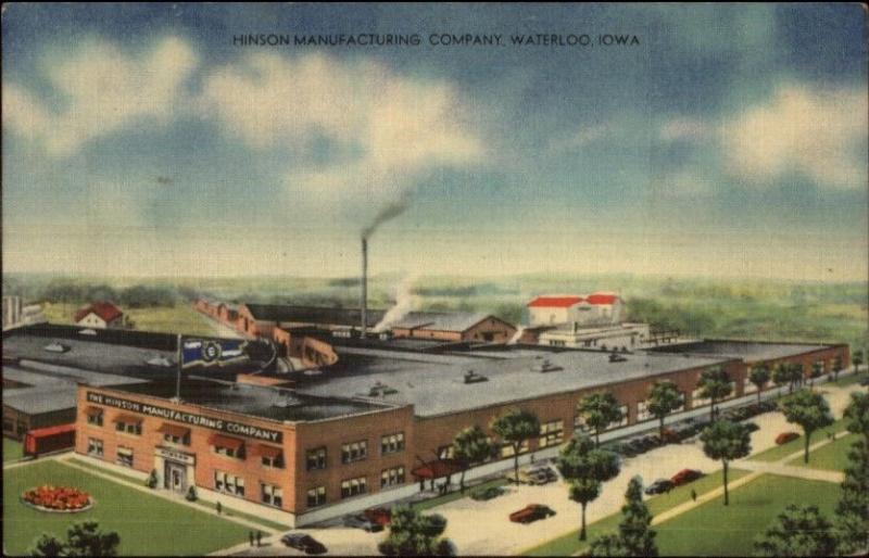 Waterloo IA Hinson Mfg Co Linen Postcard