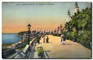 Old Postcard Monte Carlo Theater and Terraces