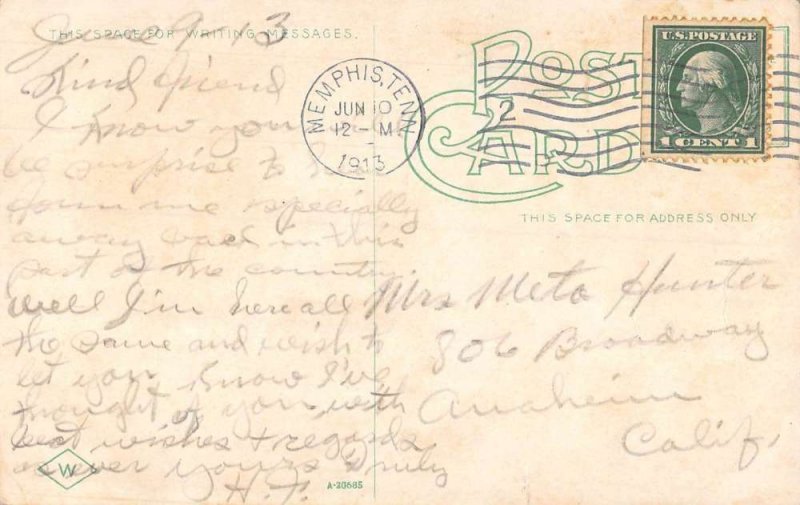 Memphis Tennessee birds eye view levee from The Bluff antique pc BB2994