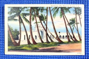 Vintage c1942 Natatorium WWI War Memorial Waikiki TH Hawaii Linen Postcard