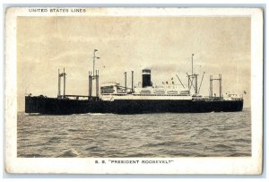 c1910's United States Lines SS Steamer President Roosevelt Antique Postcard