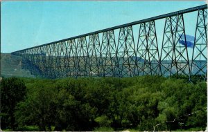 C1960 Longest Highest Railroad Bridge Lethbridge Alberta Postcard