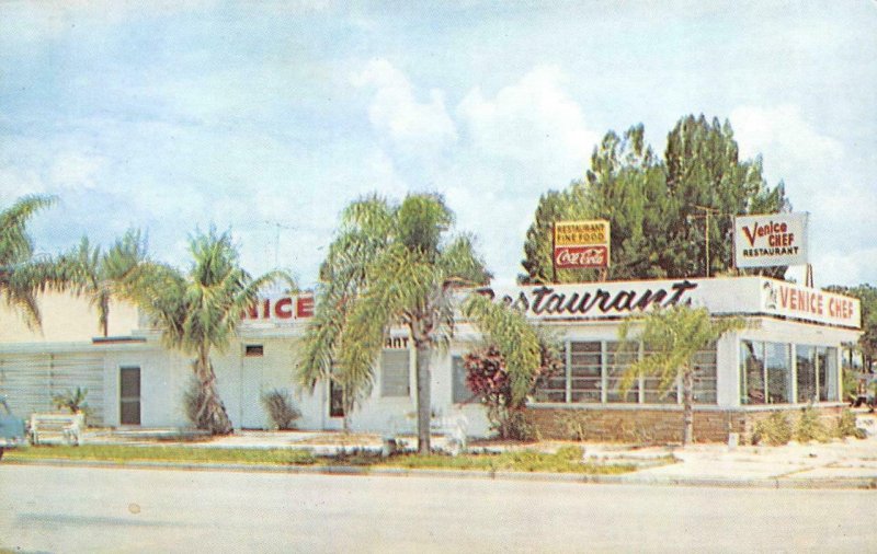 VENICE, FL Florida  VENICE CHEF RESTAURANT  Roadside  c1950's Chrome Postcard