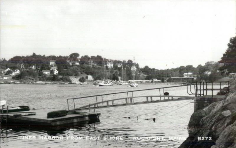 Rockport ME Inner Harbor From East Shore Real Photo Postcard