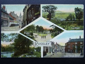 Staffordshire RUGELEY 5 Image Multiview c1917 Postcard by W. Shaw of Burslem