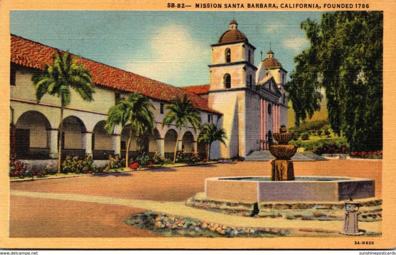 California Santa Barbara Mission Santa Barbara Curteich