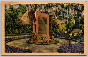 Vtg Mobile Alabama AL Scene In Bellingrath Gardens Bronze Tablet 1950s Postcard