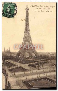 Old Postcard Paris Panoramic View Of Eiffel Tower