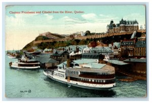 1916 Chateau Frontenac and Citadel From The River Quebec Canada Postcard