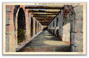 Covered Arch Walk in the Alamo San Antonio Texas TX UNP Linen Postcard N18