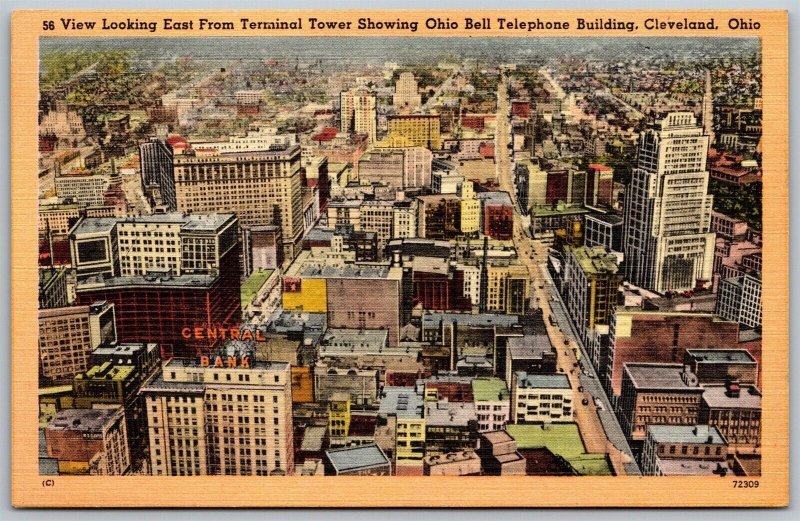 Vtg Cleveland OH City View East Ohio Bell Telephone Building 1940s Postcard