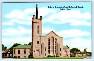 PEKIN, Illinois IL ~ ST. PAUL EVANGELICAL and REFORMED CHURCH c1950s Postcard