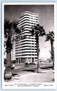 RPPC CASABLANCE L'immeuble Liberte place de Revolution Francais MOROCCO Postcard