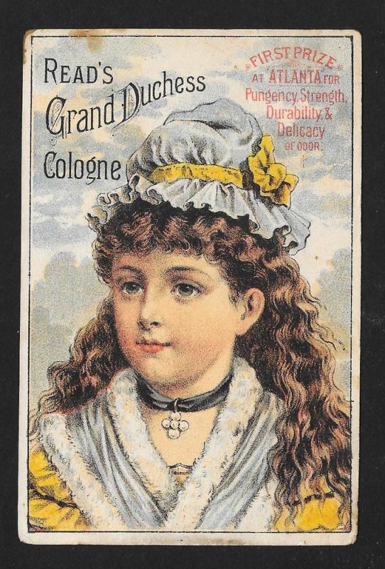 VICTORIAN TRADE CARD Read's Duchess Cologne Pretty Girl