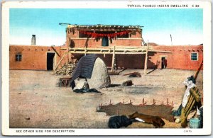 VINTAGE POSTCARD TYPICAL PUEBLO INDIAN DWELLING OF NEW MEXICO AND ARIZONA