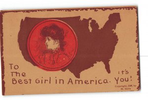 Comic Art Postcard 1907 To The Best Girl in America Map of United States