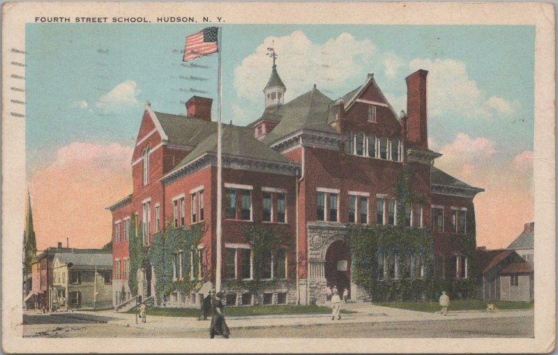 Postcard Fourth Street School Hudson NY 1932