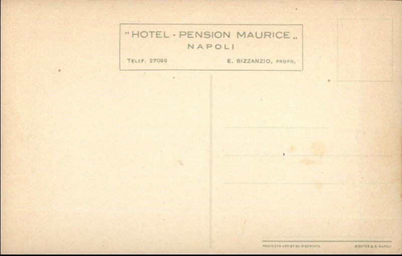 Naples Napoli Hotel Pension Maurice c1910 Postcard EXC COND