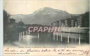 Old Postcard Grenoble Quays and Moucherette Night Effect shooting at 11am Eve...