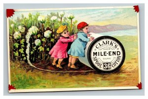 Vintage 1880's Victorian Trade Card Clark's Mile-End Spool Cotton Five Points NY