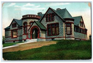 1908 New Library Building Pathway Entrance Ground Graton Connecticut CT Postcard