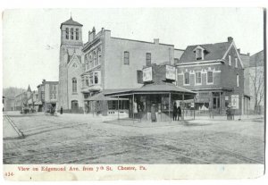 Postcard View Edgemond Ave from 7th St Chester PA 1909