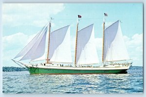 1960 Maine Postcard Victory Chimes Capt. Frederick Guild Windjammer Flag Cruises