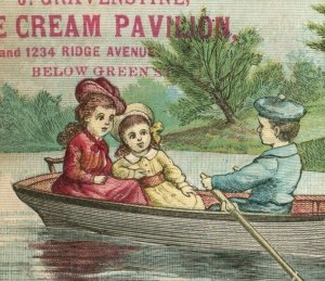 1870s J. Gravenstine Ice Cream Pavilion Children In a Row Boat P221