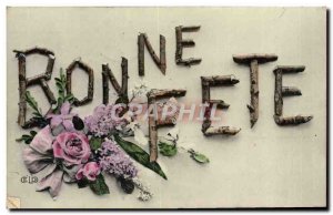 Old Postcard Fantasy Flowers Bonne fete