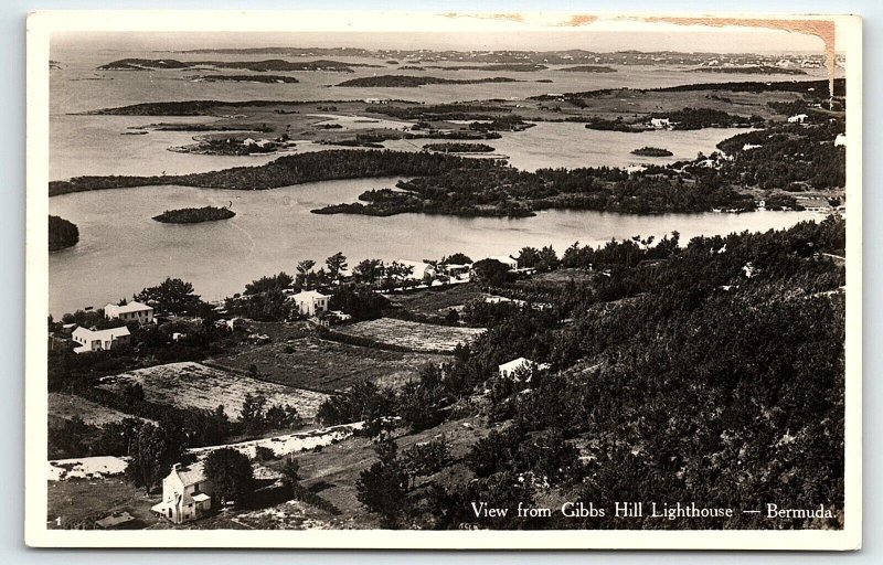 1930s BERMUDA GIBBS HILL LIGHTHOUSE VIEW PHOTO RPPC POSTCARD P1624