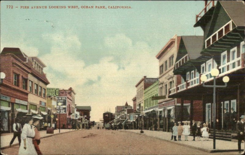 Ocean Park CA Pier Ave Looking West c1910 Postcard 