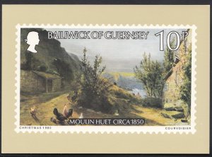 Guernsey Post Office Stamp Postcard - Moulin Huet c.1850 - WC249