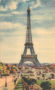 Postcard RPPC Paris France 1930s Eifel Tower Artist #16 23-5117