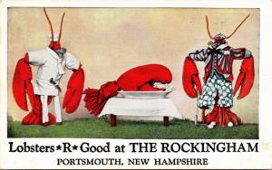 Lobsters R Good Rockingham, Portsmouth NH c1939 Vtg Advertising Postcard H13