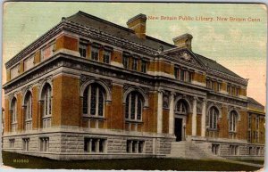 Postcard LIBRARY SCENE New Britain Connecticut CT AK6595