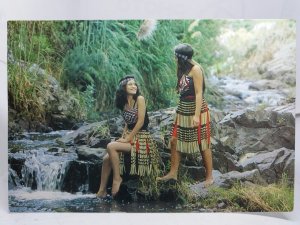 Maori Maidens in Traditional Costume New Zealand Vintage Postcard