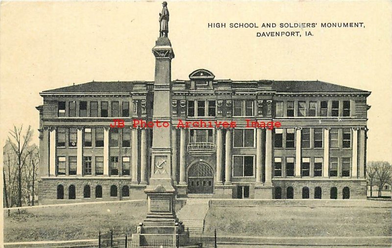 5 Postcards, Davenport IA, Various Views, Hotel-Park-School-Masonic Temple 