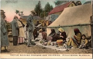 Native Basket Makers and Vendors, Killisnoo AK c1909 Vintage Postcard U32 