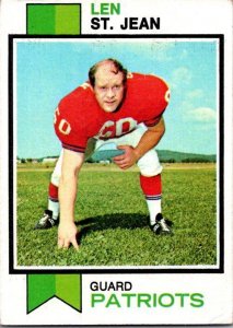 1973 Topps Football Card Len St Jean New England Patriots sk2611