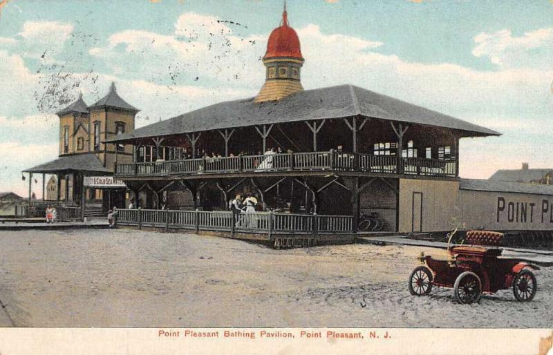 Point Pleasant New Jersey Bathing Pavilion Street View Antique Postcard K106216