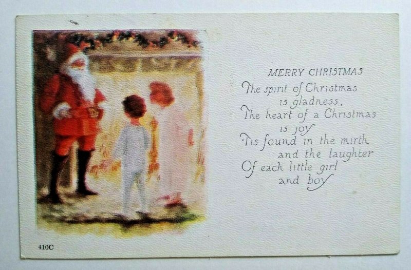 Merry Christmas Postcard Santa Claus Fillmore New York 1924 Series 410 C Vintage