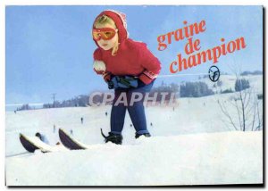 Postcard Modern Seed Child Skiing Champion