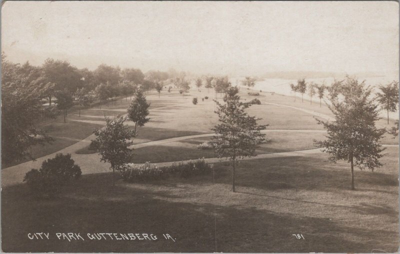 RPPC Postcard City Park Guttenberg Iowa IA