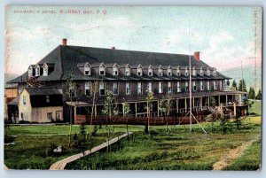 1909 Murray Bay Quebec Canada Vintage Postcard Chamard Hotel Building Field Tree