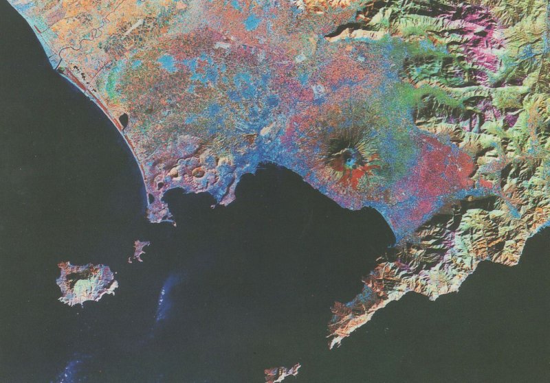 Bay Of Naples Italy From Outer Space Astronomy Map Postcard